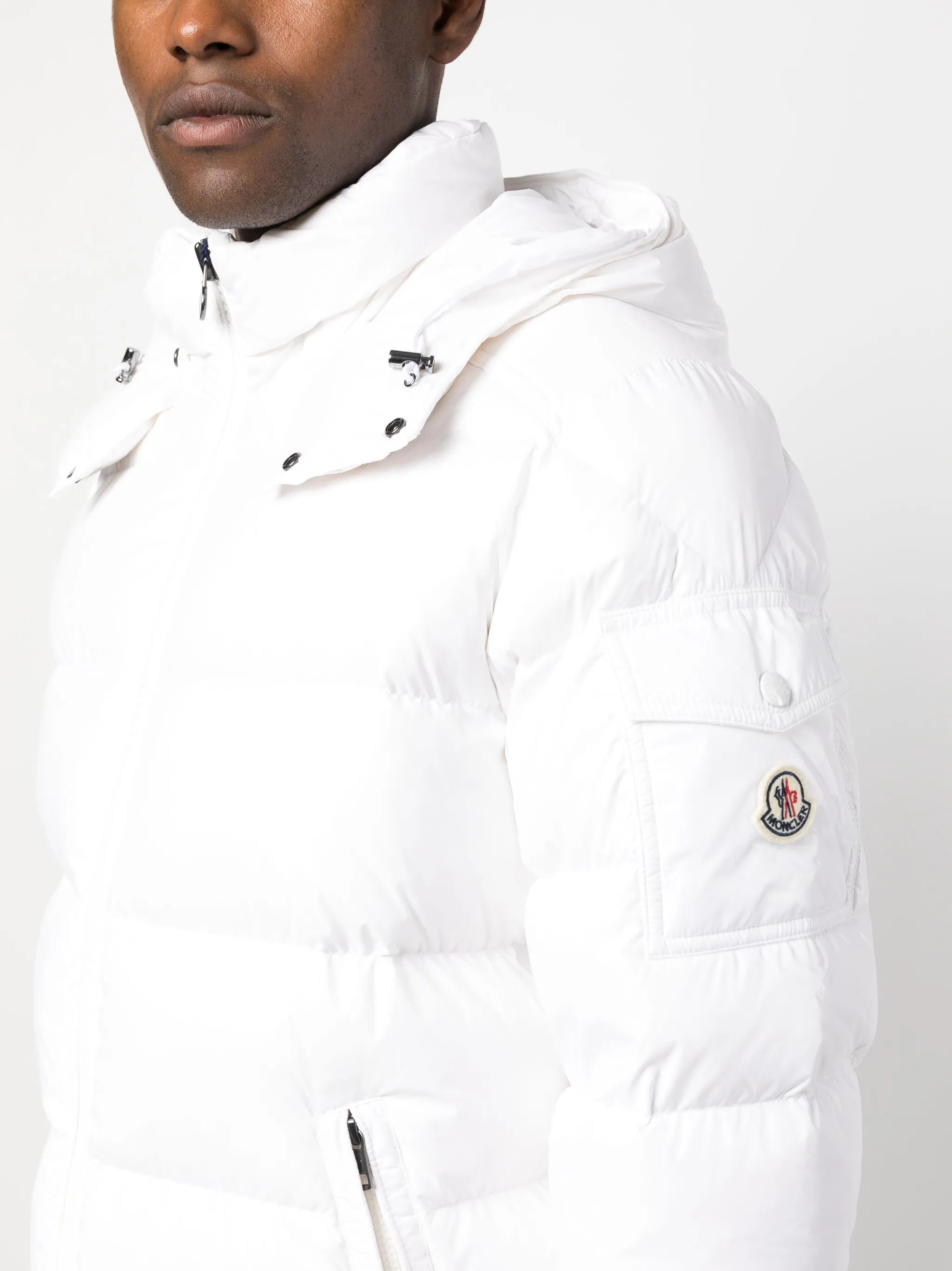 Moncler Maya Hooded Short Down Jacket White