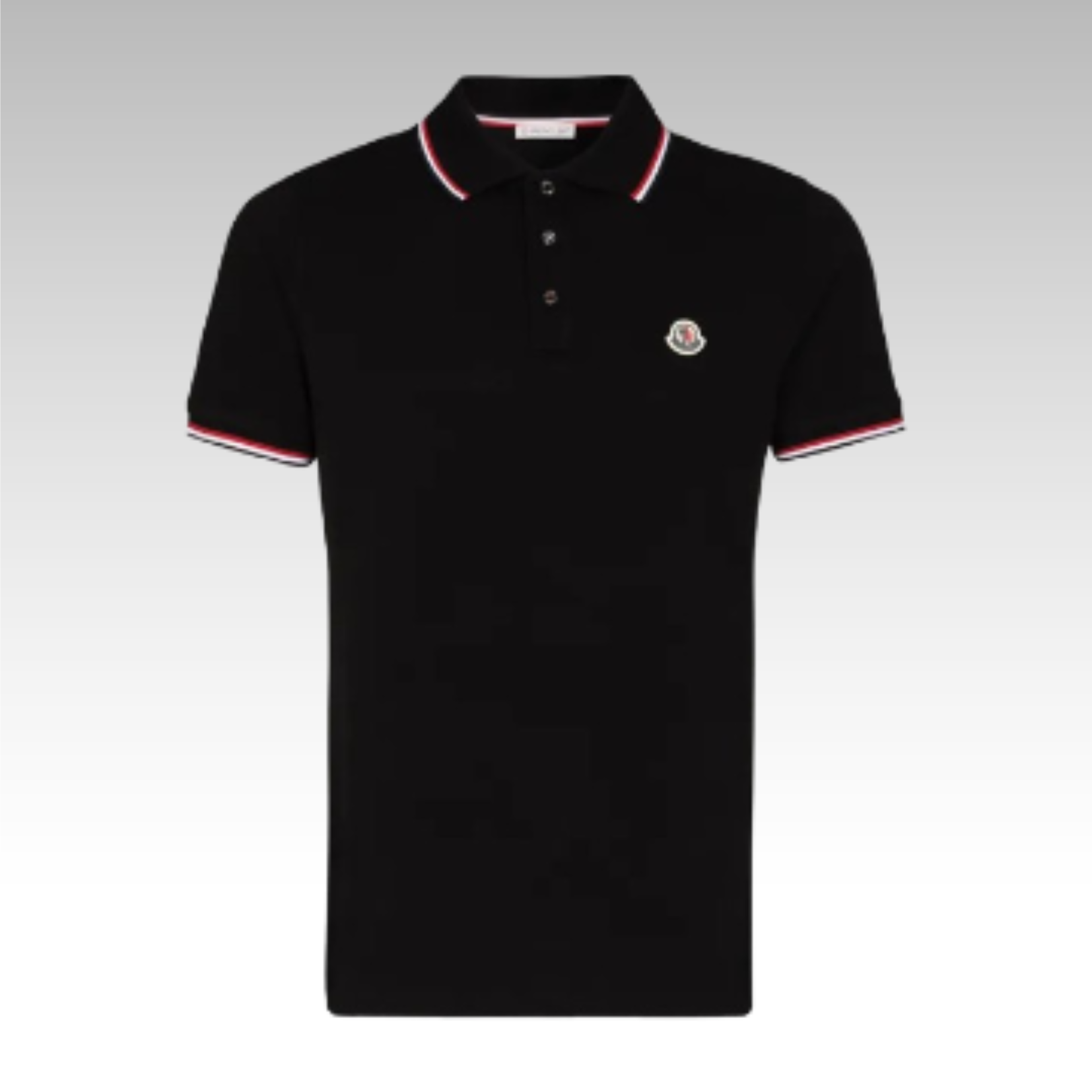 Moncler Tricolor-Trimmed Cotton Piquet Polo Black