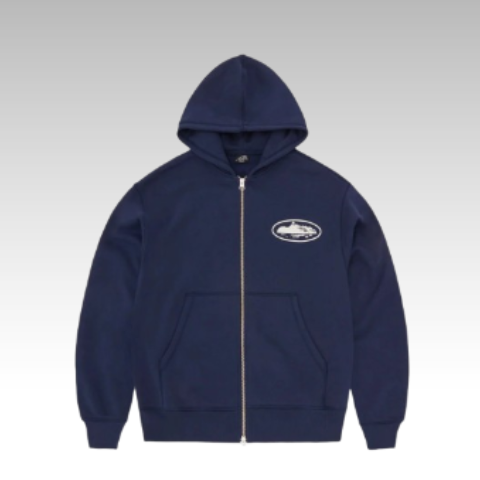 Corteiz Island Puff Print Zip Hoodie Blue