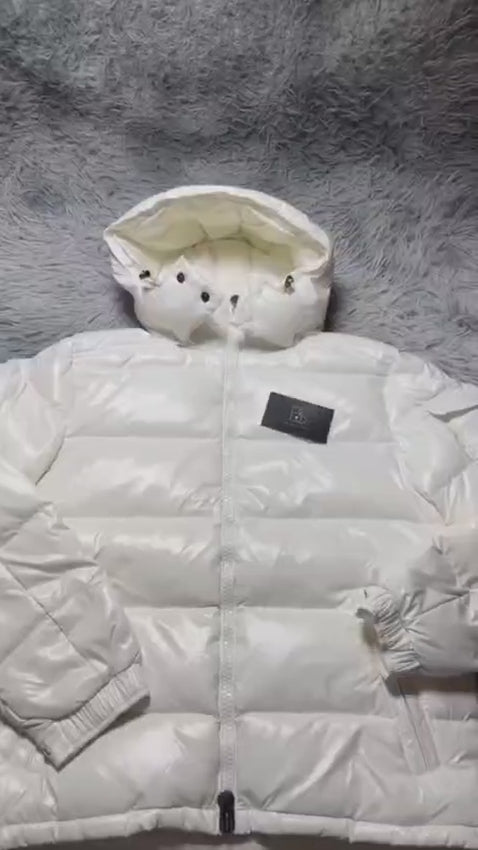 Moncler Maya Hooded Short Down Jacket White